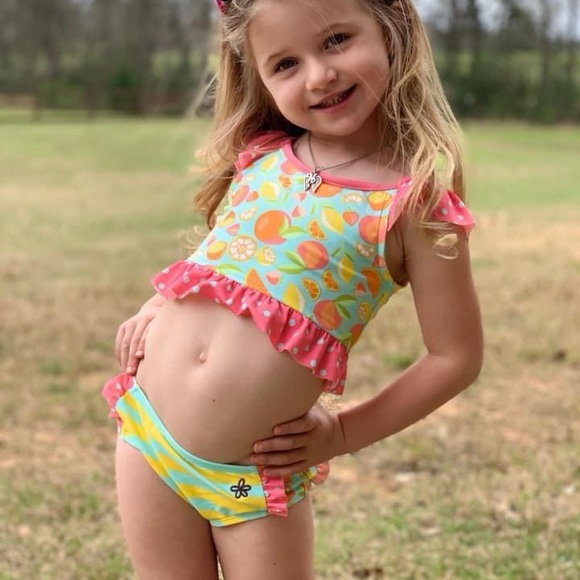 Size 2,6 NWT Matilda Jane Refresh Lemon print Swimsuit Set - Picture 2 of 4